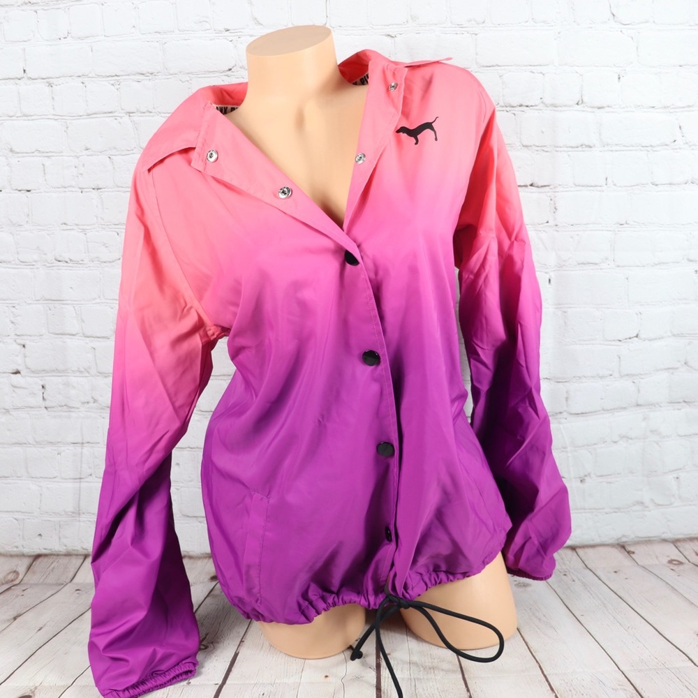 VS PINK coaches Snap Front Ombre Collared Jacket - Picture 2 of 7
